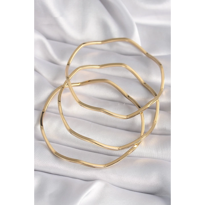316L Çelik Gold renk Zikzak Model Ajda Bileklik - TJ-BB6485