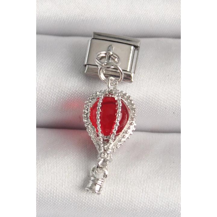 316L Çelik Gümüş Renk Kırmızı Balon Model Nomination Charm - TJ-BC1223