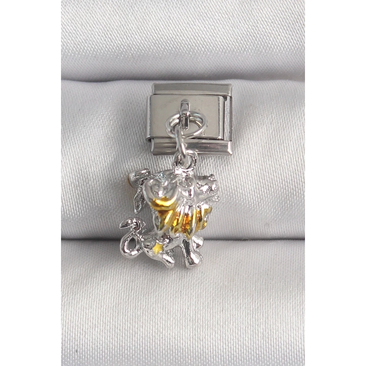 316L Çelik Gümüş Renk Sallantı Aslan Model Nomination Charm - TJ-BC1377