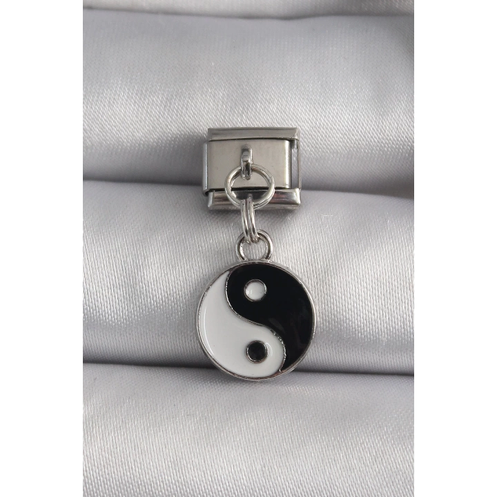 316L Çelik Gümüş Renk Sallantı YinYang Model Nomination Charm - TJ-BC1111