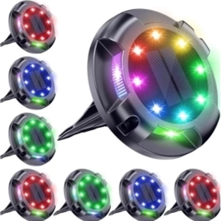 4lü Solar Panelli Kazıklı Zemin Solar Ledi 8+4 Led Rgb