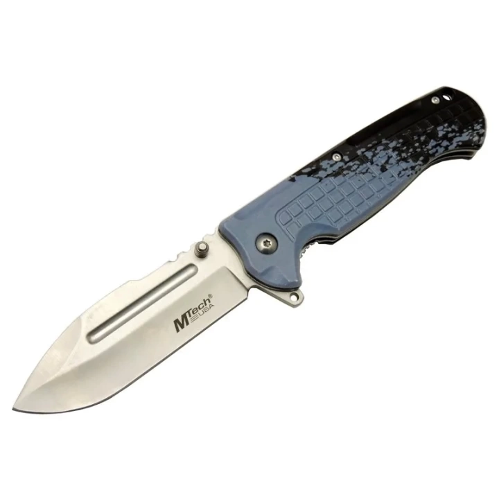 4281 Mavi Kamp Çakı 21cm - Yarı Otomatik, Kemerlikli, Oluklu