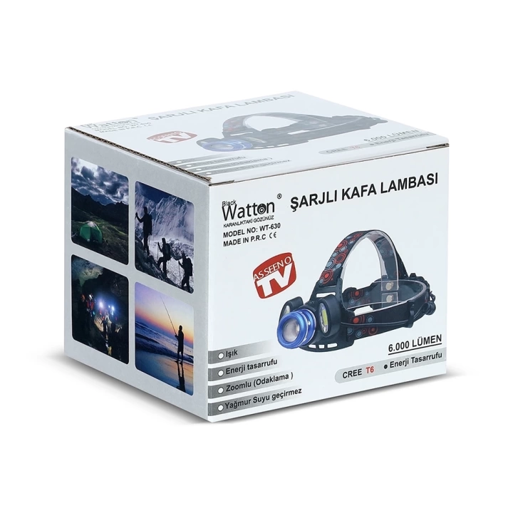 6000 Lümen 3 Başlık Şarjlı Kafa Lambası  Wt-630