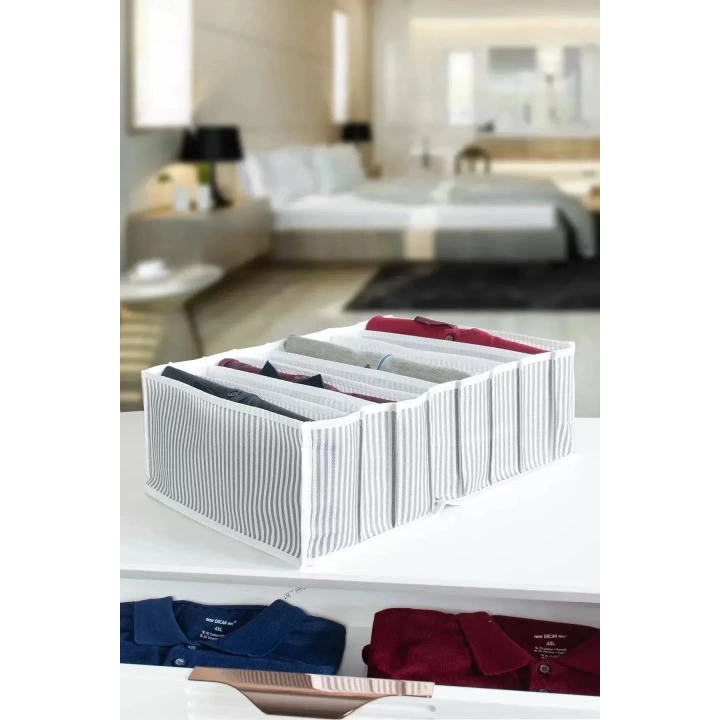 8 Bölmeli  Xl Pratik Bölmeli Çekmece Düzenleyici Organizer(iç Çamaşırı Kravat Çorap Düzenleyici)