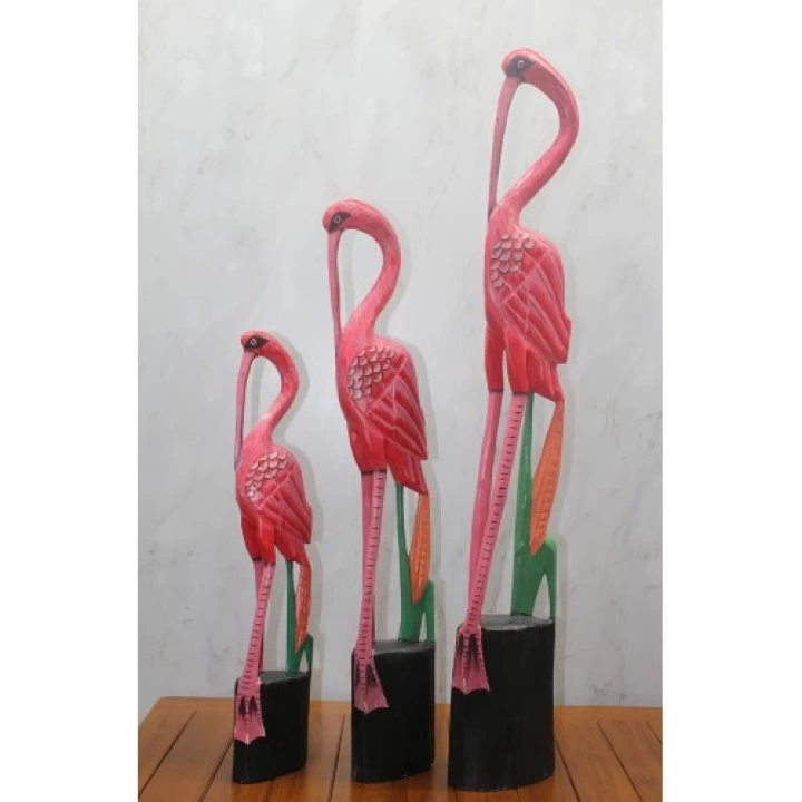 Ahşap 3lü Flamingo Seti
