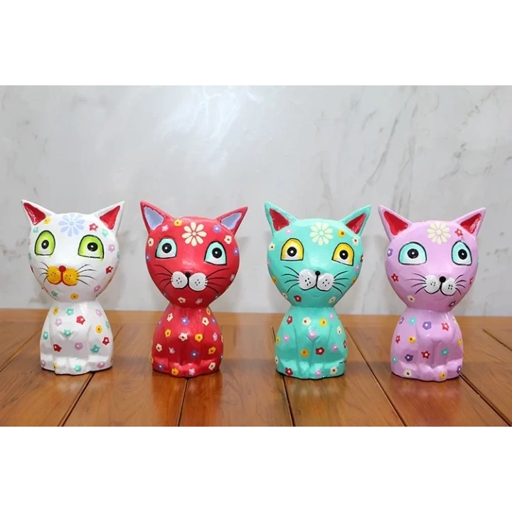 Ahşap 4lü Kedi Seti Polos:15