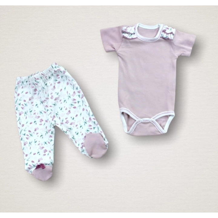 Bahar Çiçekleri Nakışlı %100 Cotton Antibakteriyel 10lu Zıbın Takımı Hastane Çıkışı
