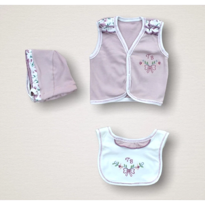 Bahar Çiçekleri Nakışlı %100 Cotton Antibakteriyel 10lu Zıbın Takımı Hastane Çıkışı