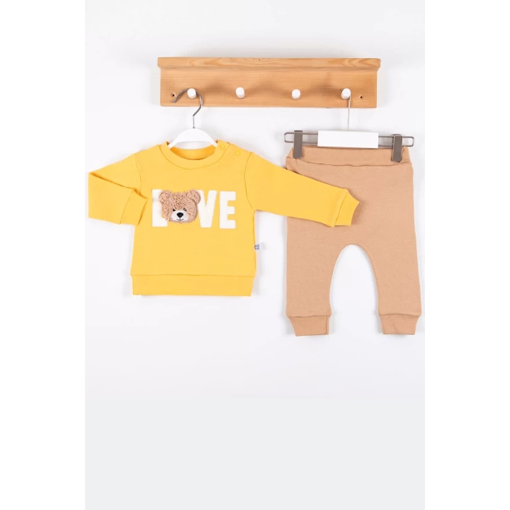 Bear Love Nakışlı % 100 Pamuklu 2li Erkek Takım
