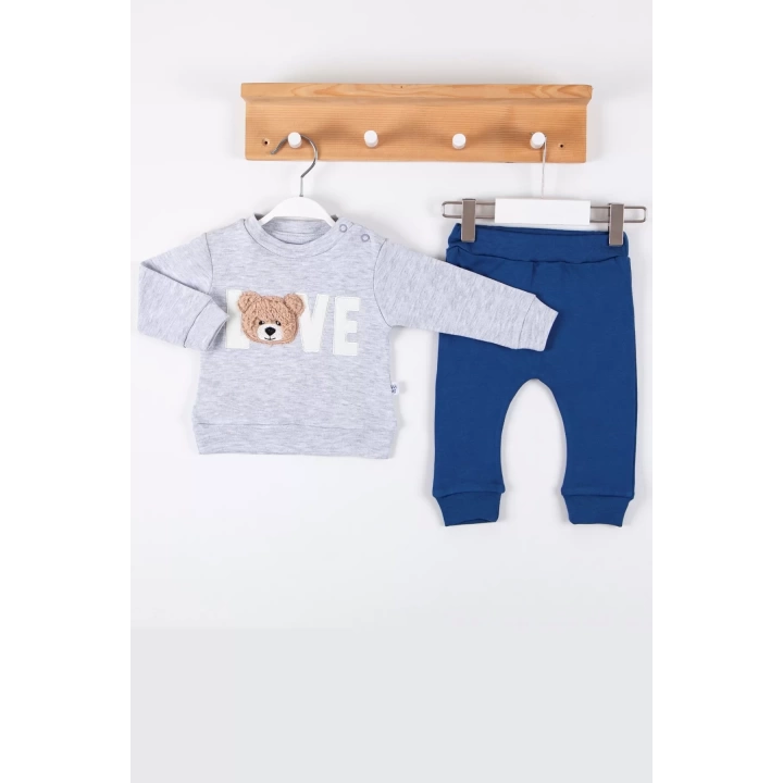 Bear Love Nakışlı % 100 Pamuklu 2li Erkek Takım