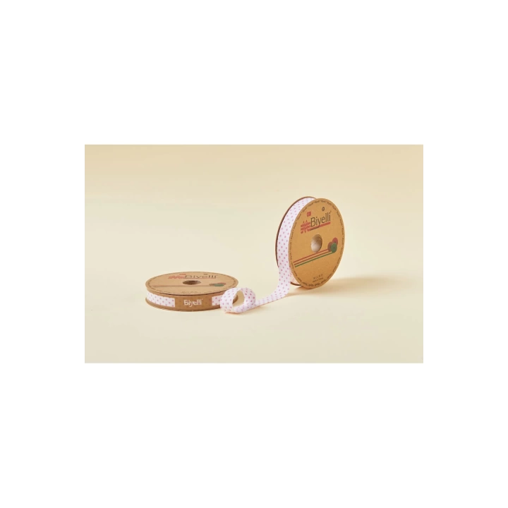 Biye Puanlı Katlı B02 Pembe 2 cm 25 Metre %65 Koton %35 Polyester