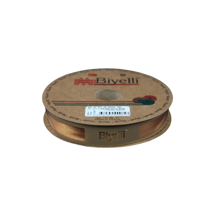 Biye Saten Katlı 062 Açık Hardal 2 cm 25 Metre %100 Polyester