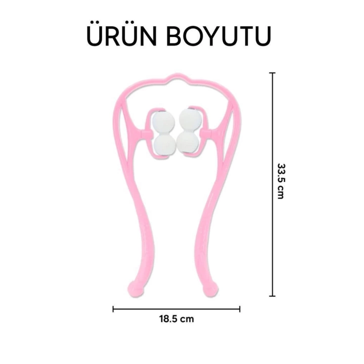 Boyun Bacak Ayak Bel Masaj Aleti Çok Fonksiyonlu Manuel 4 Tekerlekli - Pembe