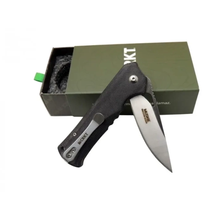 Crkt Muskie 202 Bk Siyah Kamp / Outdoor Çakı 18 Cm - Yarı Otomatik, Kemerlikli, Kutulu