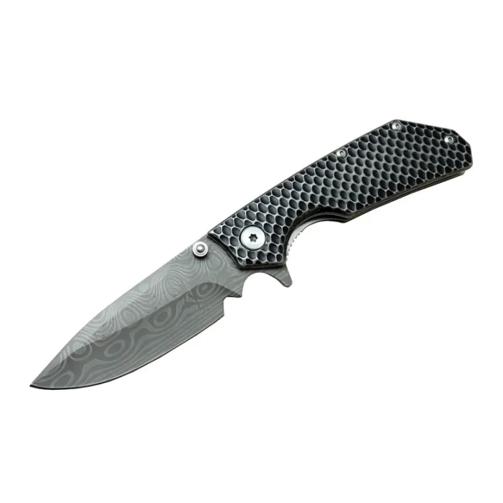 Damascus Dms 2 16 Gri Kamp Çakı 21cm- Yarı Otomatik, Kemerlikli, Metal Sap