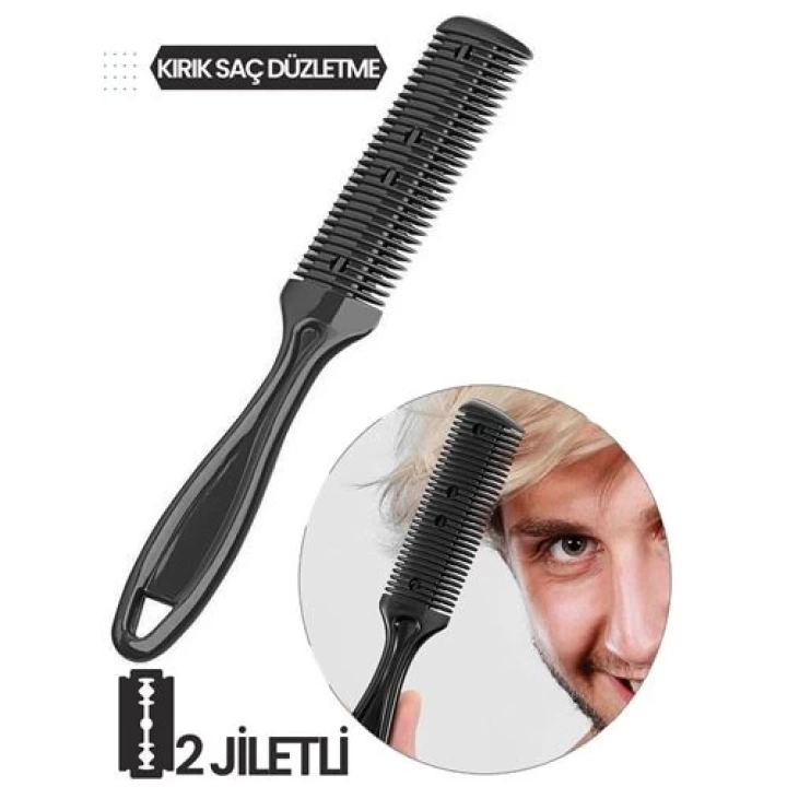 DKTT 2 Jiletli Kırık Saç Sakal Düzletme İnceltme Tarağı