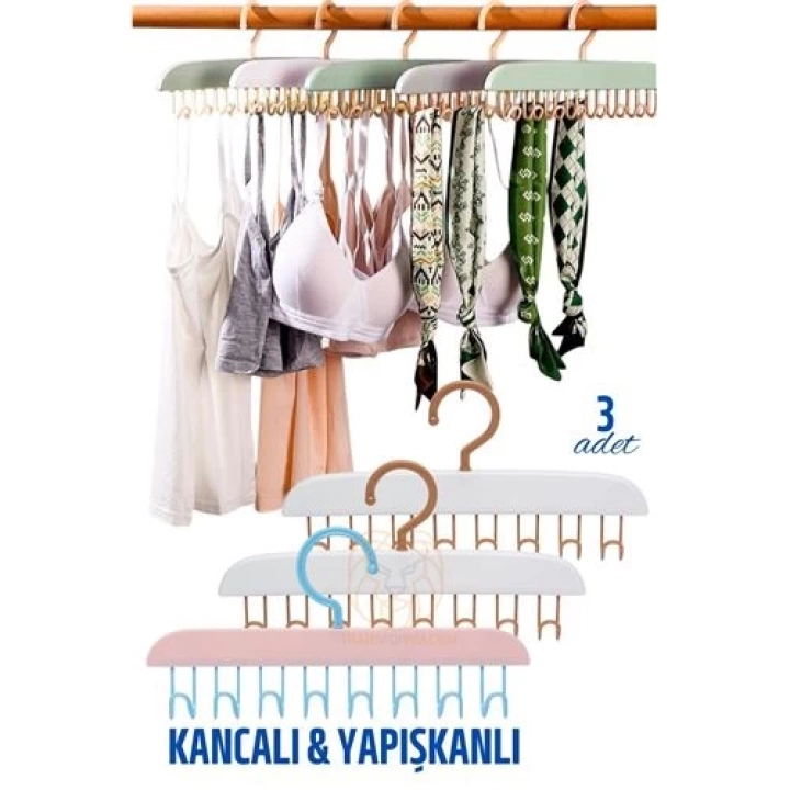 DKTT 3 LÜ Sütyen Askısı Dolap İçi Şal Kravat Kemer Çanta Askısı