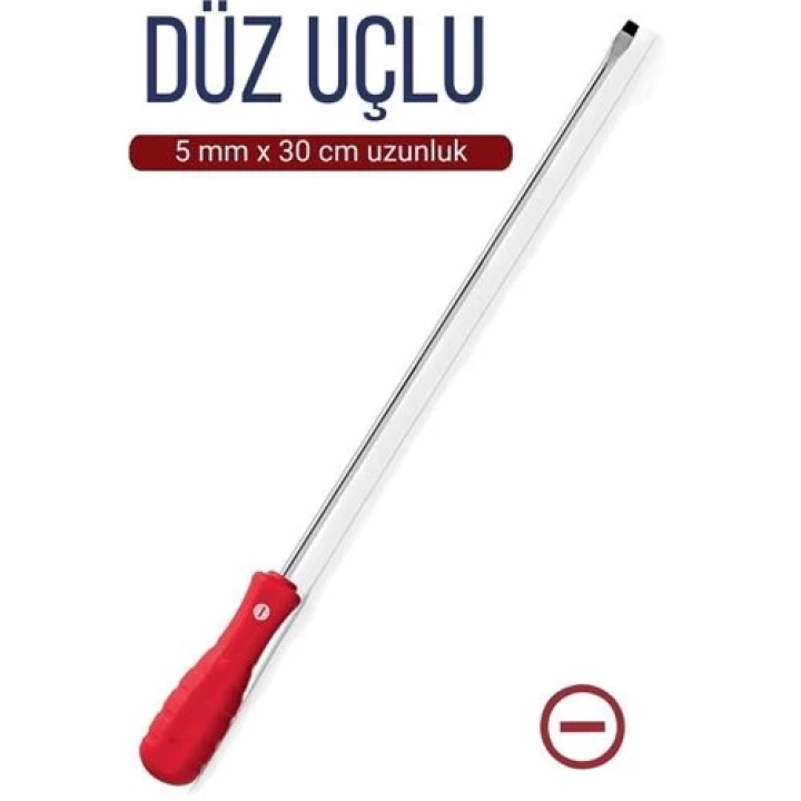 DKTT 5 mm Uç 30 Cm Uzunluk Düz Uç Tornavida