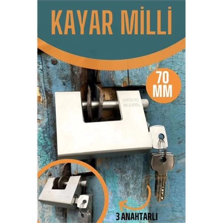 DKTT Çelik Kayar Milli Asma Kilit 70 MM 3 anahtarlı Sonax Design