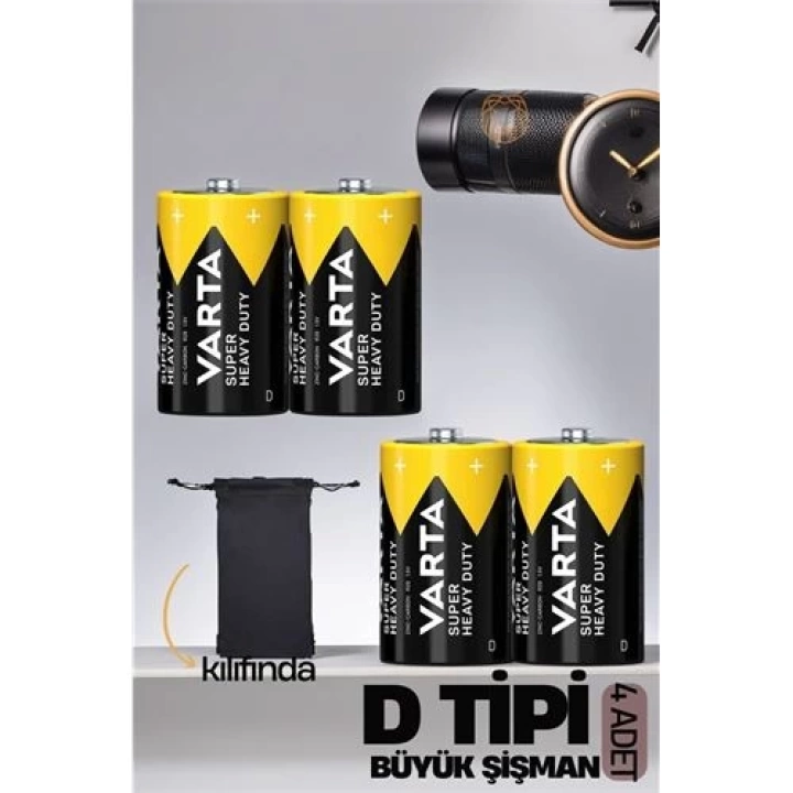 DKTT D Tip Büyük Şişman 4 lü Pil Seti Varta