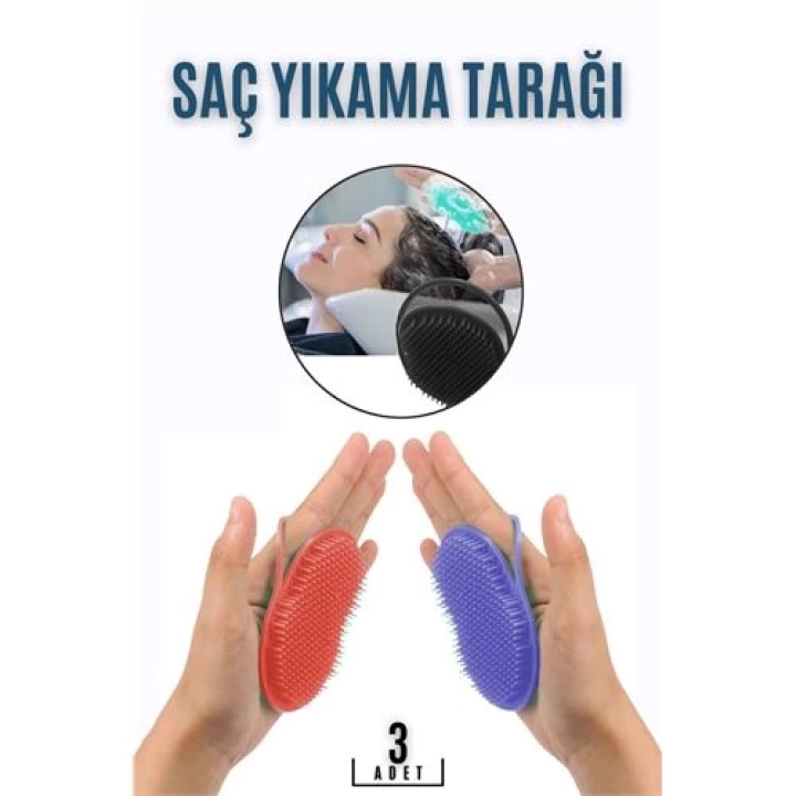 DKTT Saç Yıkama Tarağı Avuçiçi 3 LÜ SET Belgiqa Design