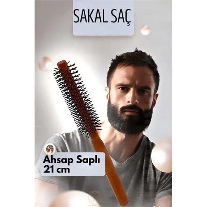 DKTT Sakal Fırçası Saç Fırçası ve Fön Fırçası Ahşap Saplı