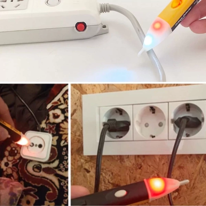 Elektrik Kaçak Dijital Kontrol Kalemi Cihazı -dedektörlü Temassız Işıklı Kablo Voltaj Test