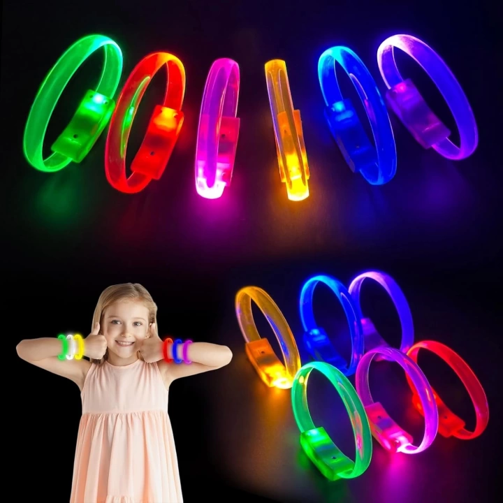 Festival  Parti Led Bileklik Baskı Yapılabilir 3 Farklı Mod Işıklı 1 Adet