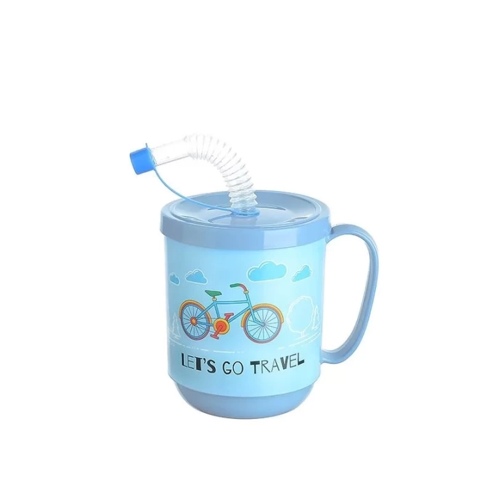Funny Pipetli Çocuk Içecek Bardağı Desenli Bardak 350ml
