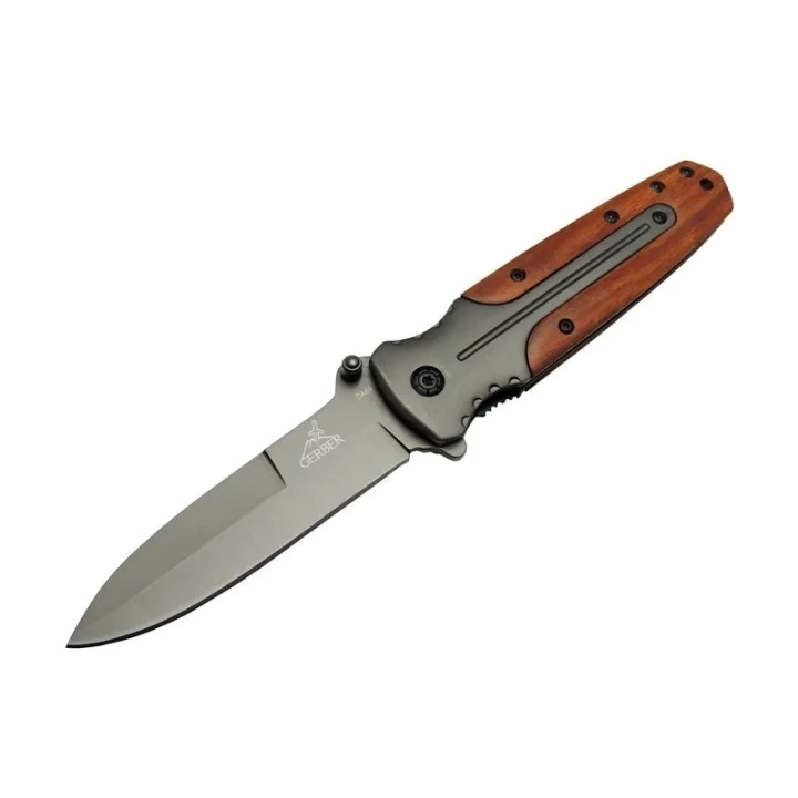 Gb Da59 Avcı Tip Kamp Çakısı 21 Cm - Metal Ampamp Ahşap Sap, Kemerlikli