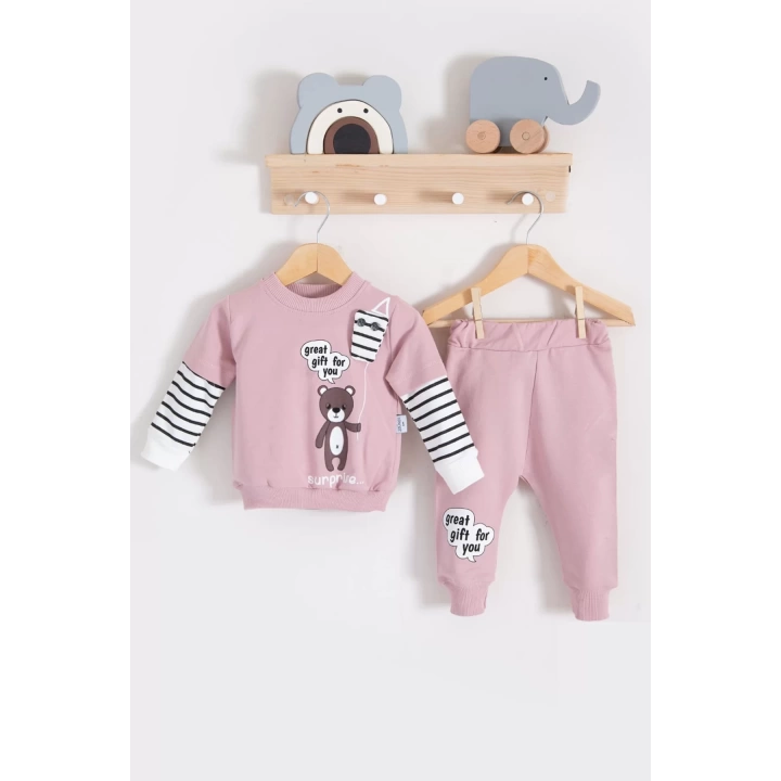 Gift For You Desenli 2li % 100 Pamuk Erkek Bebek Takımı