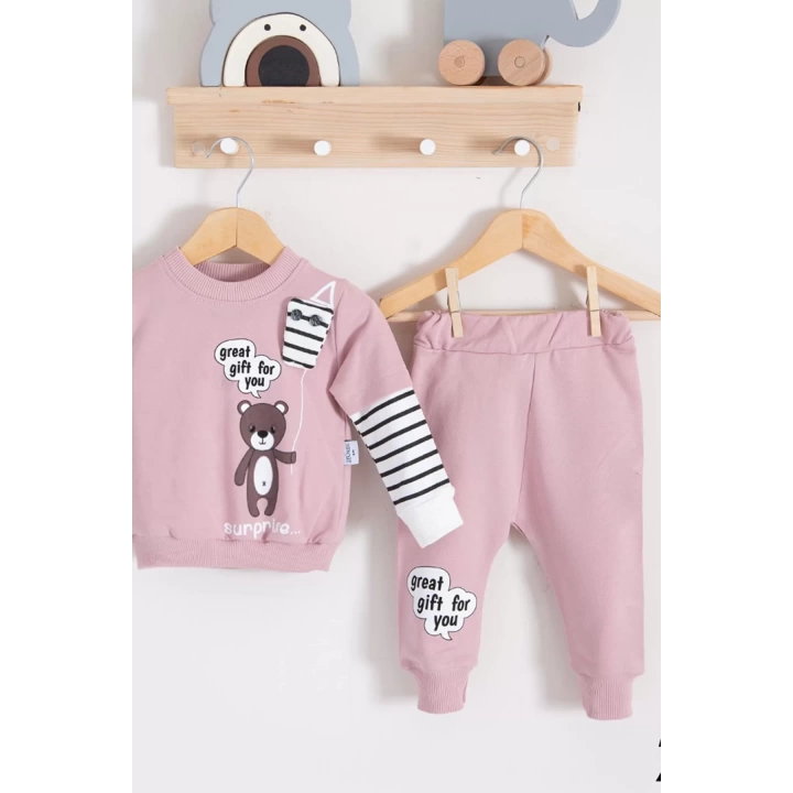 Gift For You Desenli 2li % 100 Pamuk Erkek Bebek Takımı