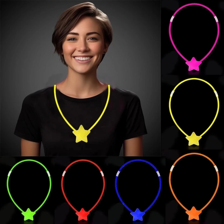 Glow  Yıldız Kolye - Glow Kolye - Glow Stick Partisi Yıldız Kolye 6 Adet