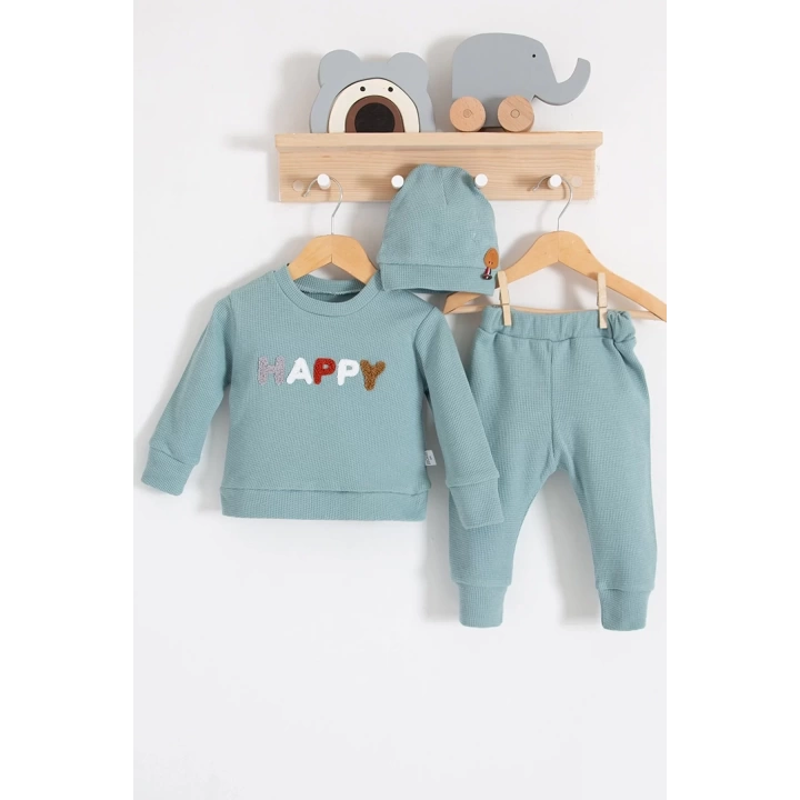 Happy Nakışlı 2li Pamuklu Erkek Bebek Takım