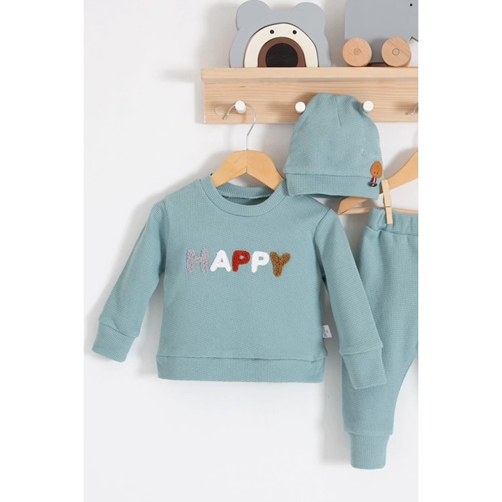 Happy Nakışlı 2li Pamuklu Erkek Bebek Takım