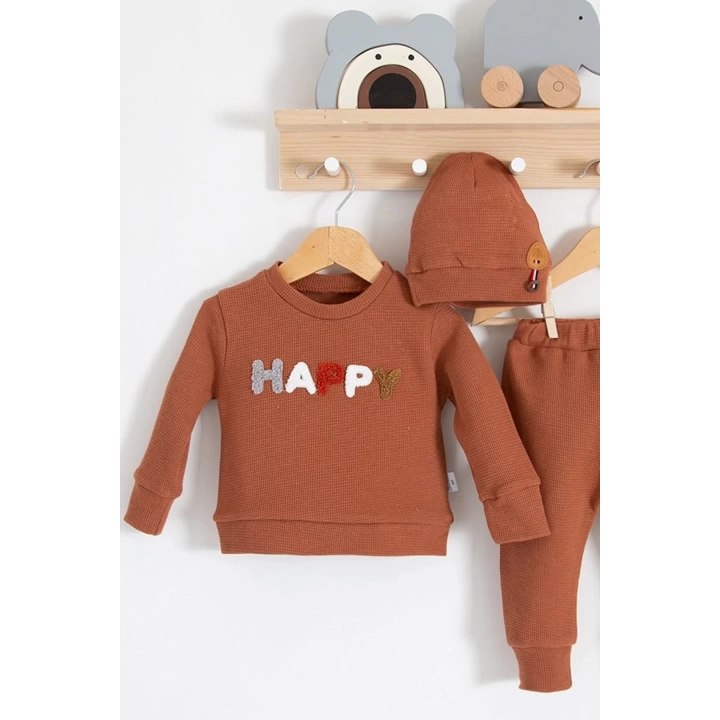 Happy Nakışlı 2li Pamuklu Erkek Bebek Takım
