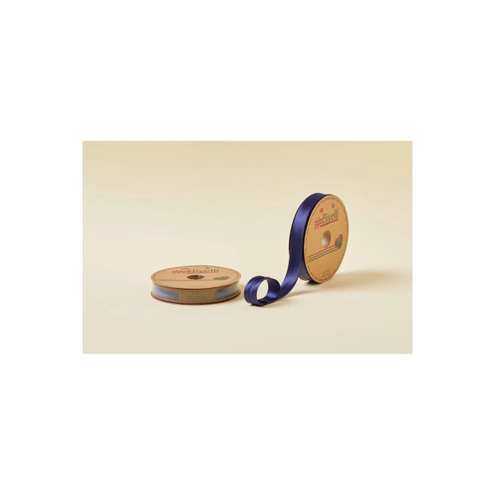 Biye Saten Katlı 021 Açık Lacivert 2 cm 25 Metre %100 Polyester