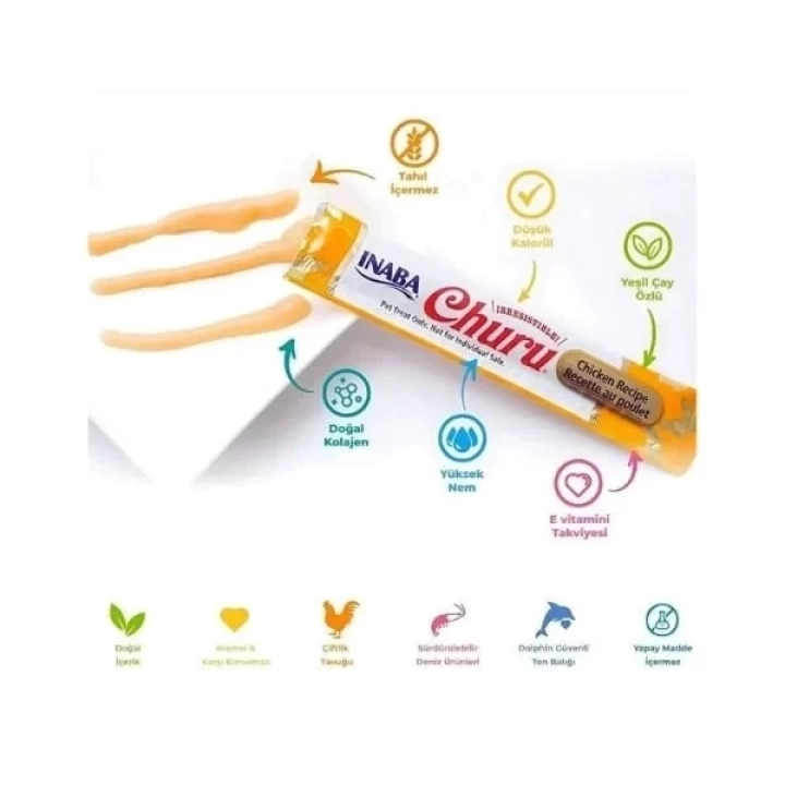 Inaba Ciao Churu Cream Tavuklu ve Deniz Taraklı Sıvı Kedi Ödül Maması 14 Gr 4 Adet
