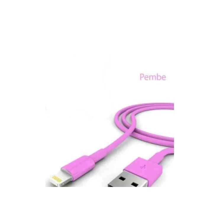İphone Şarj Data Kablosu - Pembe