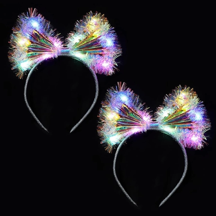 Işıltılı Fiber Fiyonk Gece Tacı Işıklı Ledli Eğlence Tacı 1 Adet 20x21 Cm