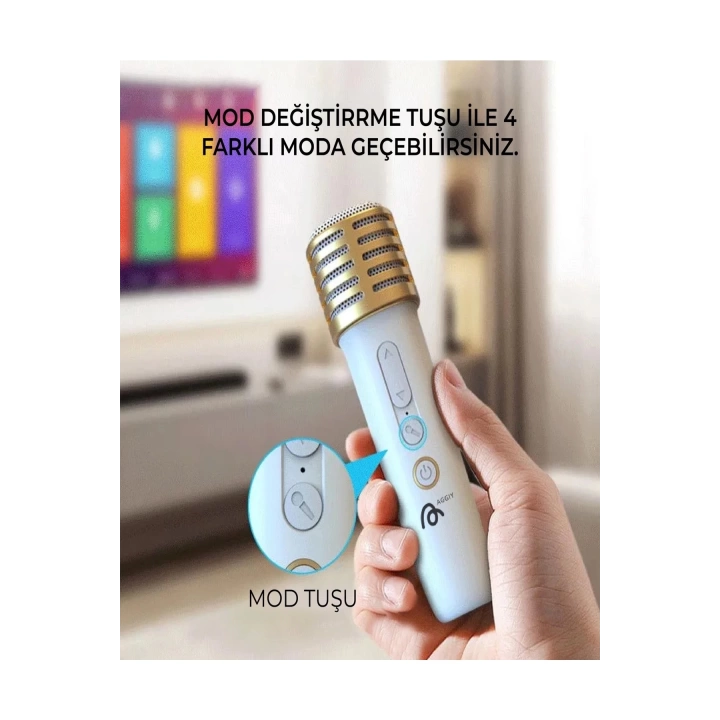 Karaoke Bluetooth Hoparlör Aggıy Ag-s7 Kablosuz Mikrofonlu Rgb Led Parti Işıklı