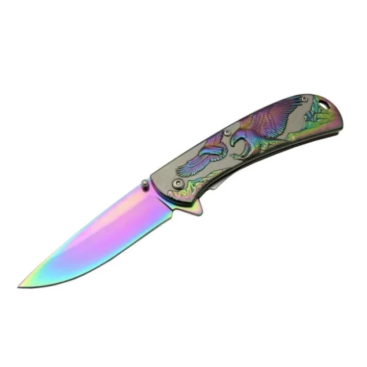 Kartal  Çift Gökkuşağı 20 Cm Kamp / Outdoor Çakı 21cm - Yarı Otomatik, Kemerlikli, Kutulu