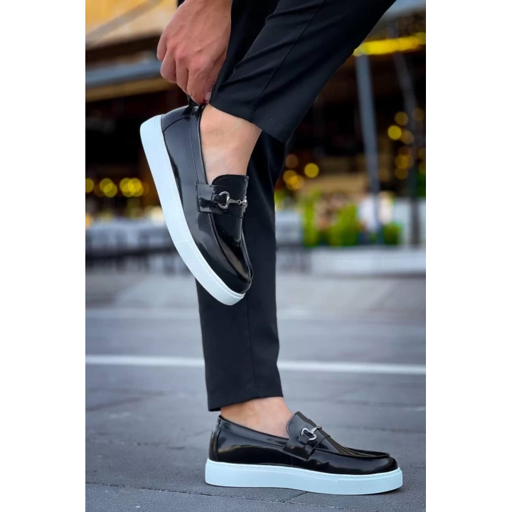 KB-027  Kuback Bağcıksız Siyah Rugan G Günlük Erkek Ayakkabı