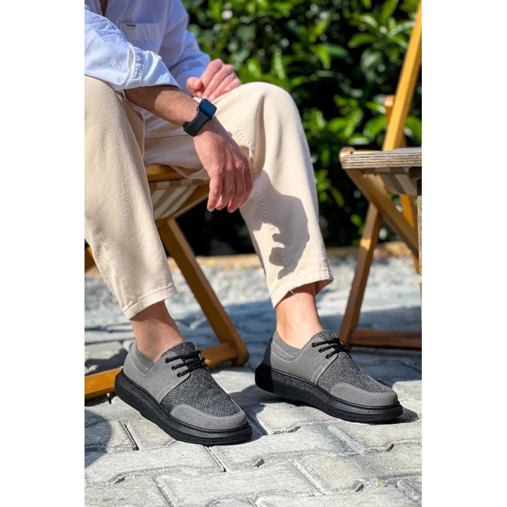 KB-042  Kuback Bağcıklı Gri Siyah Taban Günlük Erkek Ayakkabı