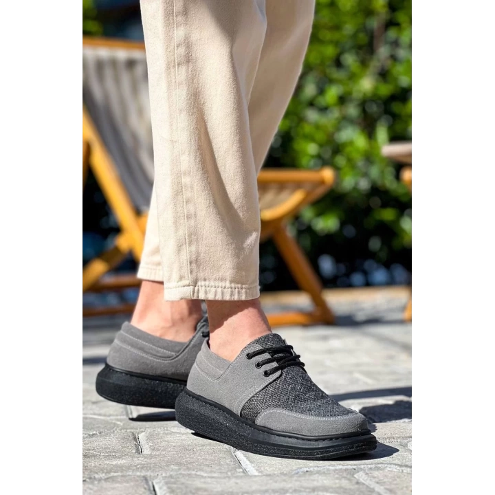 KB-042  Kuback Bağcıklı Gri Siyah Taban Günlük Erkek Ayakkabı