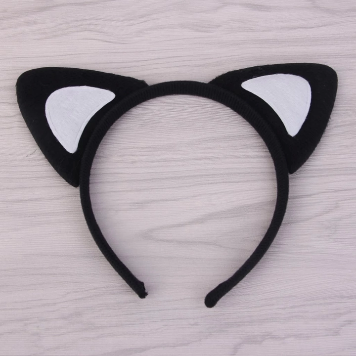 Kedi Kulak Taç Siyah İçi Beyaz Renk Pofuduk 15x17 Cm