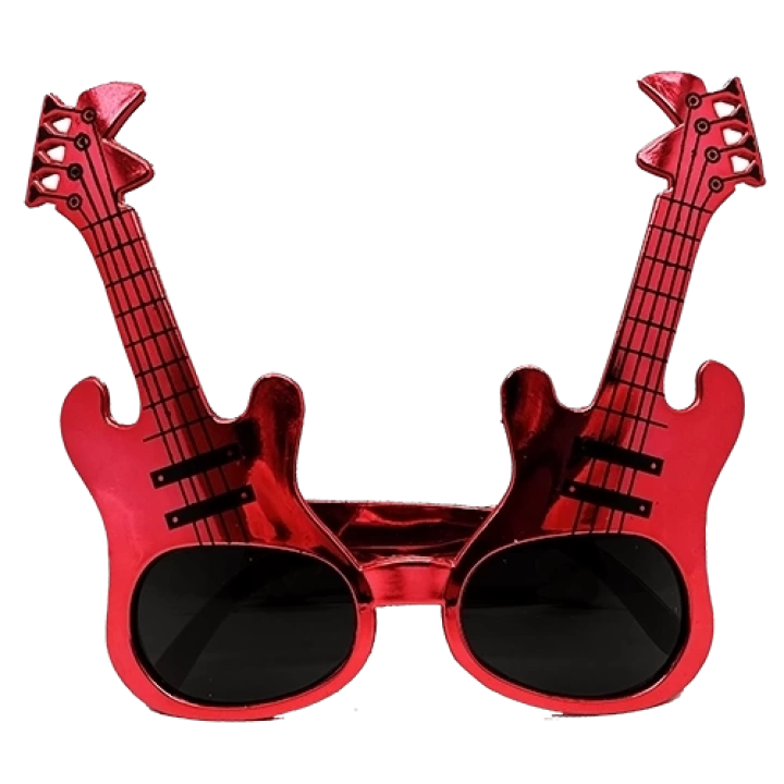 Kırmızı Renk Rockn Roll Gitar Şekilli Parti Gözlüğü 15x15 Cm