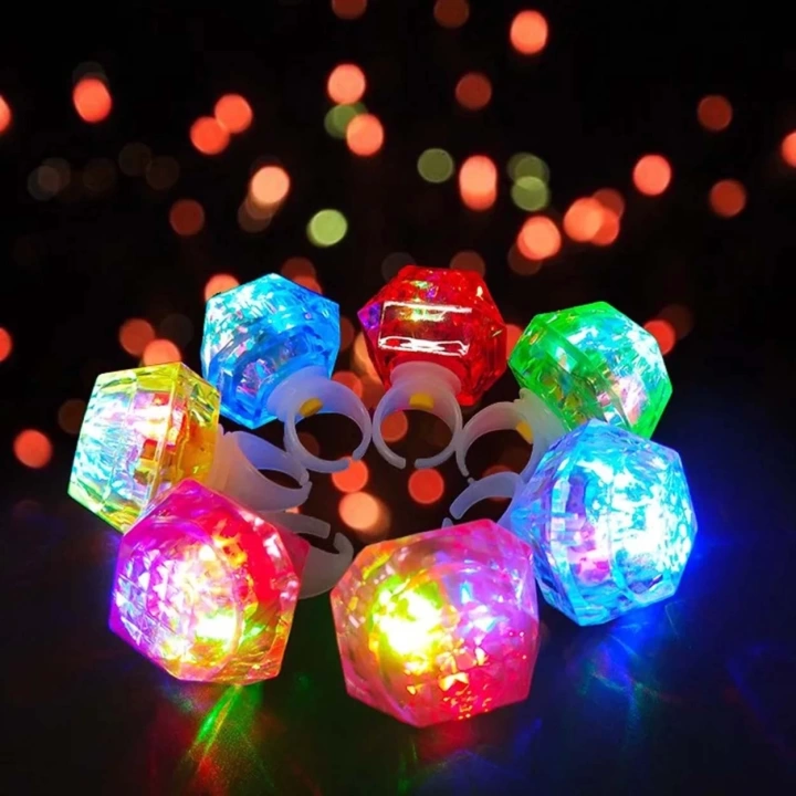 Kristal Tasarımlı Led Glow Işıklı 3 Modlu Mor Yüzük 3.5 X 5 Cm
