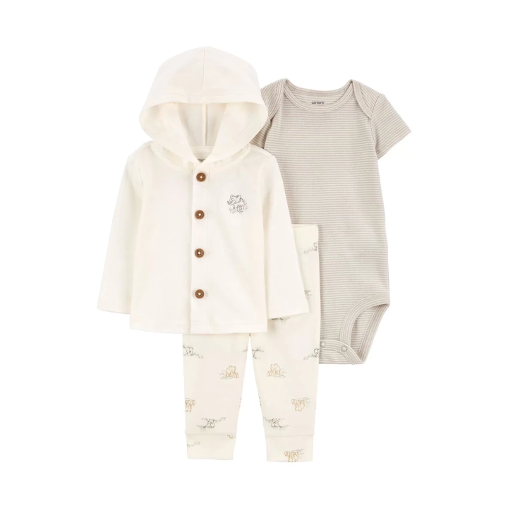 Layette Bebek 3lü Hırkalı Set Renkli