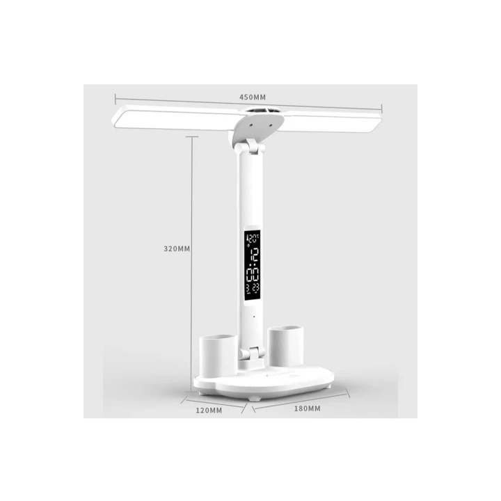 Led Dokunmatik Katlanabilir Masa Lambası Takvim Sıcaklık Saat Şarjlı Masa Lambası